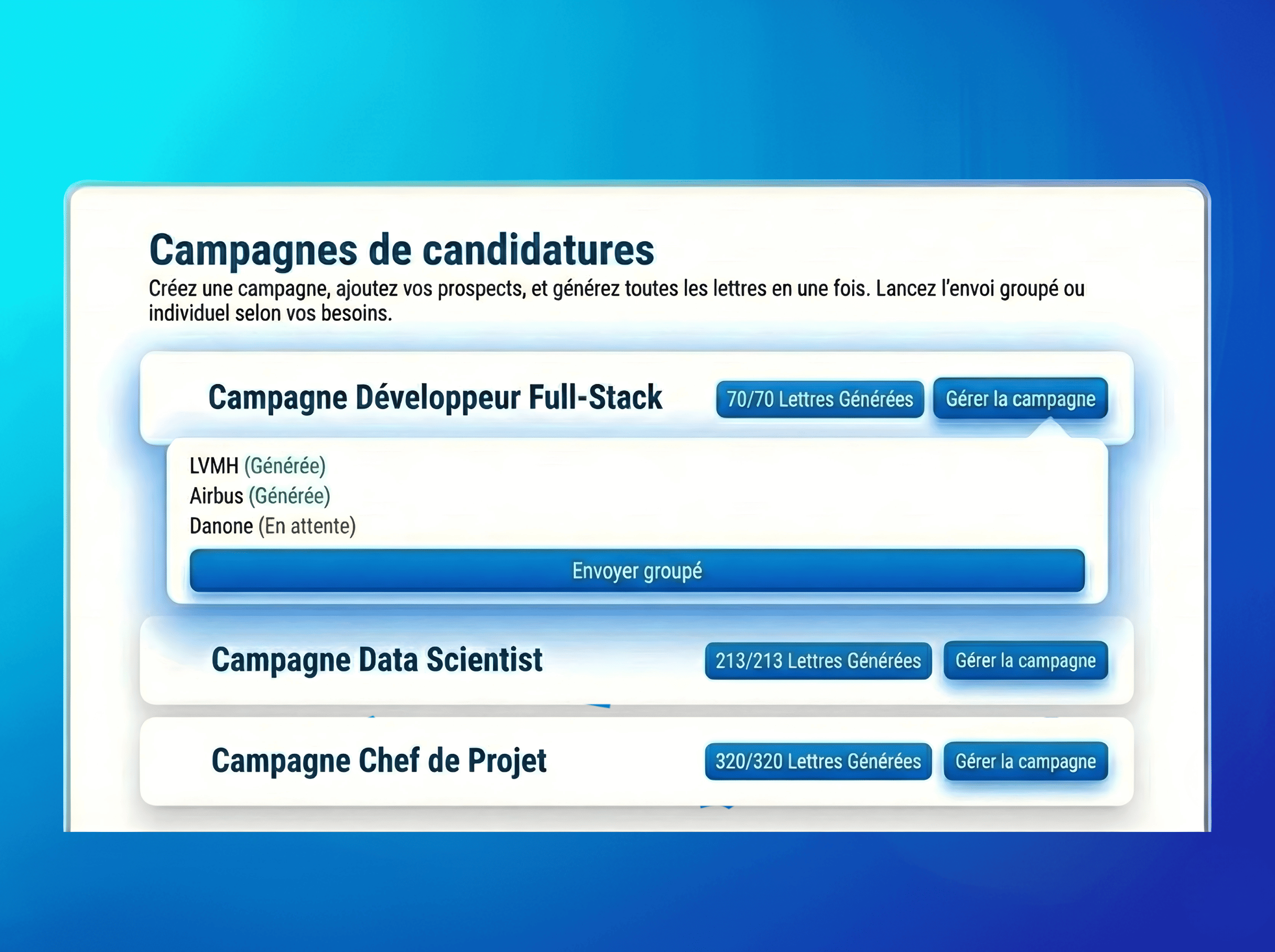 Campagnes candidatures Jobea