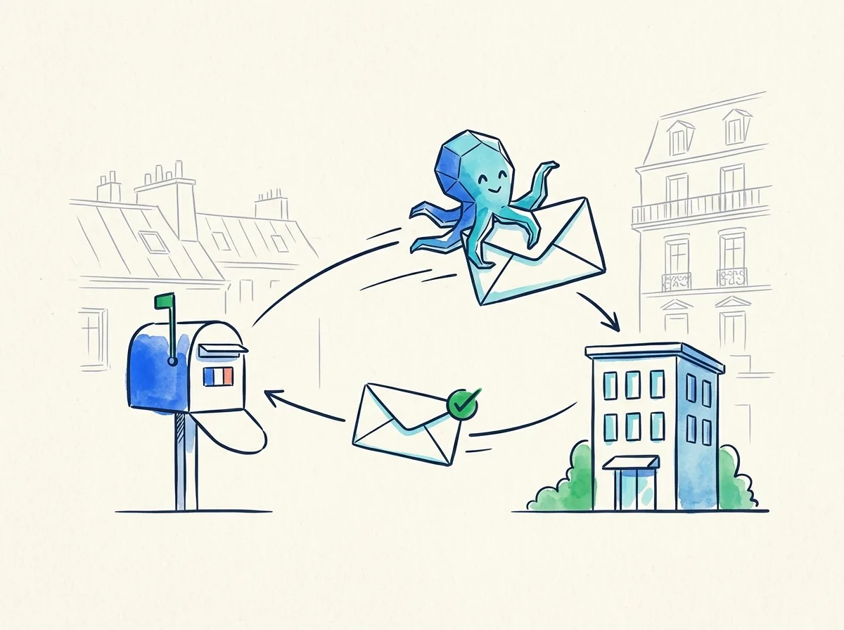 Votre candidature envoyée depuis votre boîte mail, et la réponse de l'entreprise reçue en dessous